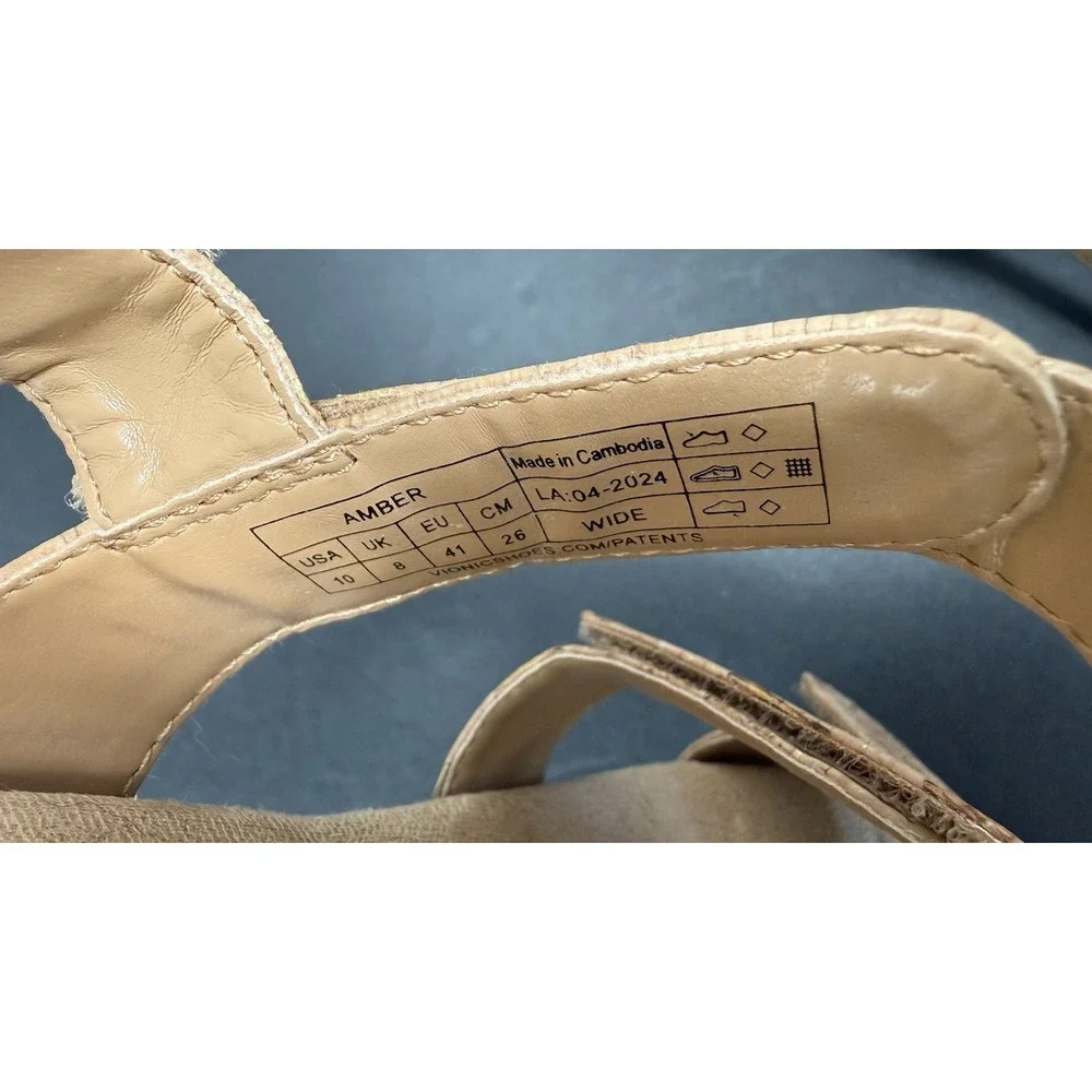Vionic Amber Adjustable Sandal‎ Women's 10 Cork Gold Flat Arch Support Comfort